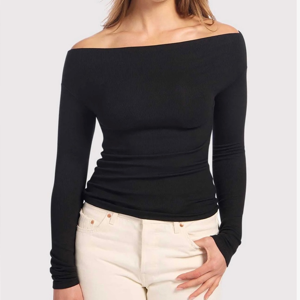 Nuuds Slinky Rib Off-the-Shoulder Top